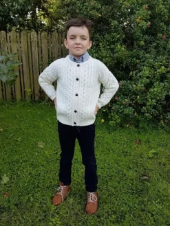 Kids Aran Cardigan Natural