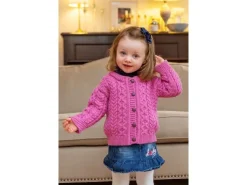 Kids Aran Cardigan Pink