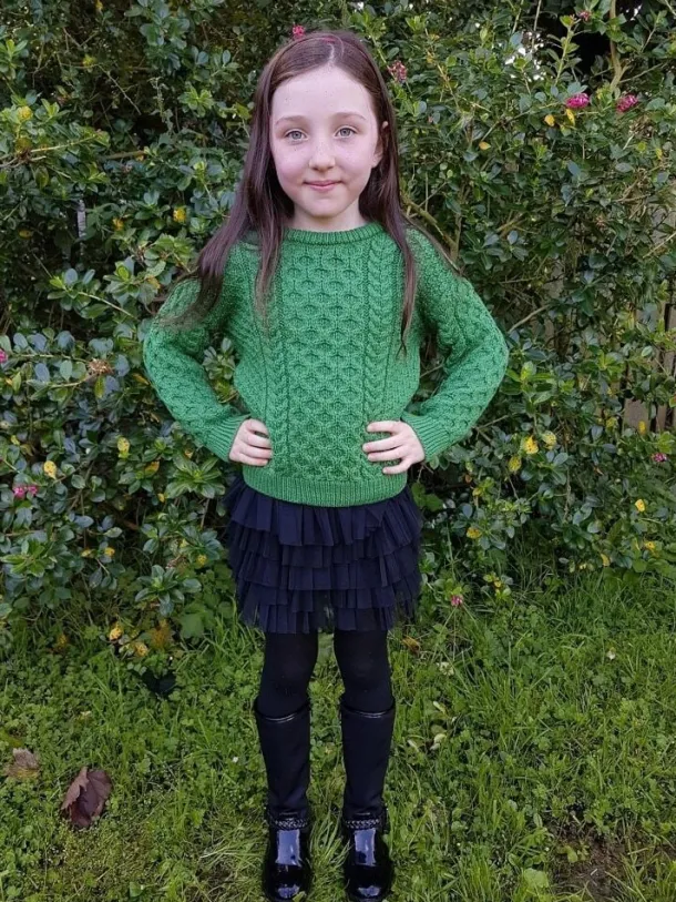 Kids Aran Sweater Green