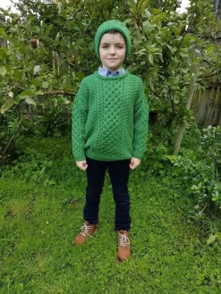 Kids Aran Sweater Green