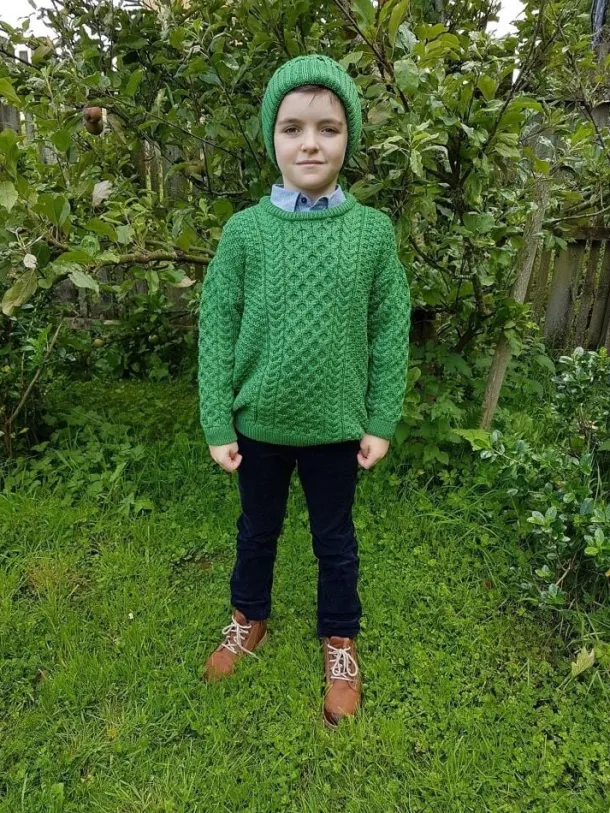 Kids Aran Sweater Green