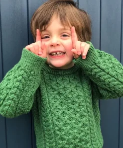 Kids Aran Sweater Green