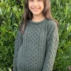 Kids Aran Sweater Merino Wool - Army Green