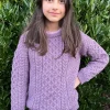 Kids Aran Sweater Merino Wool - Lavender