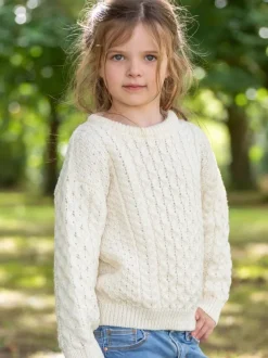 Kids Aran Sweater Merino Wool - Natural