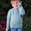 Kids Irish Aran Sweater Aqua