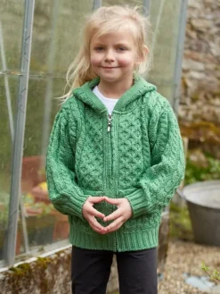 Kids Irish Hooded Cardigan Green