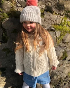 Kids Merino Wool Hooded Cardigan Natural