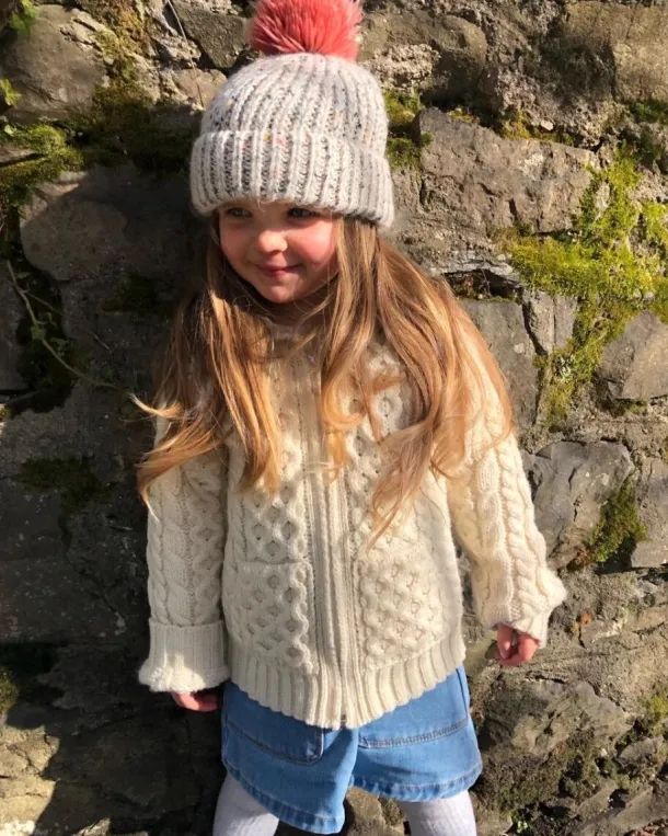 Kids Merino Wool Hooded Cardigan Natural