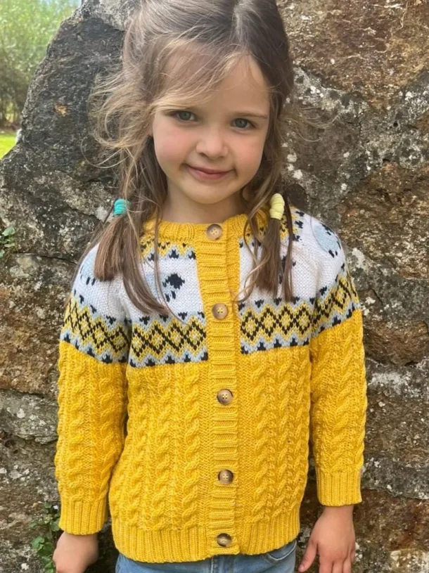Kids Sheep Cardigan Merino Wool - Sunshine Yellow