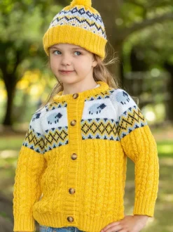 Kids Sheep Cardigan Merino Wool - Sunshine Yellow