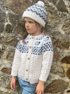 Kids Sheep Cardigan Merino Wool - Natural