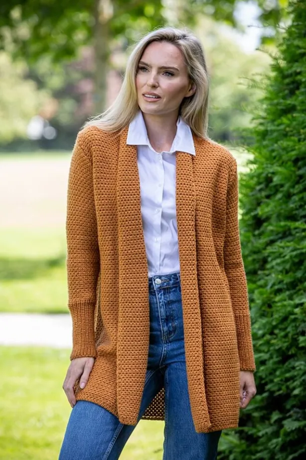 Kilcoole Textured Coatigan Golden Ochre