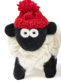 Knitted Sheep with Bobble Hat Red - Large