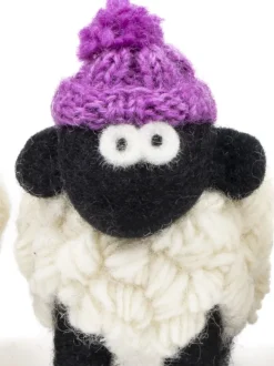 Knitted Sheep with Bobble Hat Lilac - Large