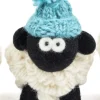 Knitted Sheep with Bobble Hat Teal Blue - Medium
