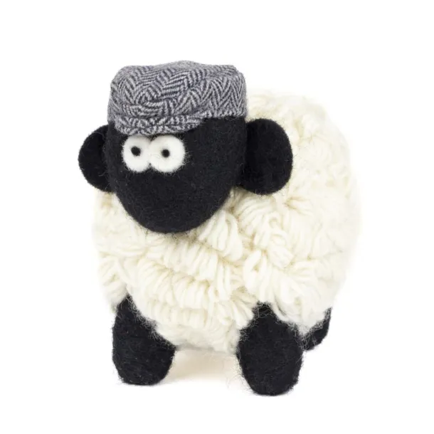 Knitted Sheep with Flat Cap - Blue Medium