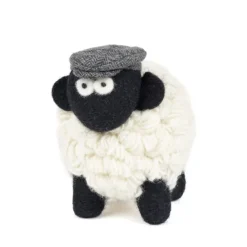 Knitted Sheep with Flat Cap - Grey Medium