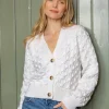 Ladies 100% Merino Wool Cropped Cardigan Natural
