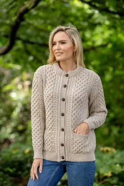 Ladies Cable Knit Cardigan Parsnip