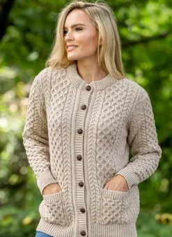Ladies Cable Knit Cardigan Parsnip