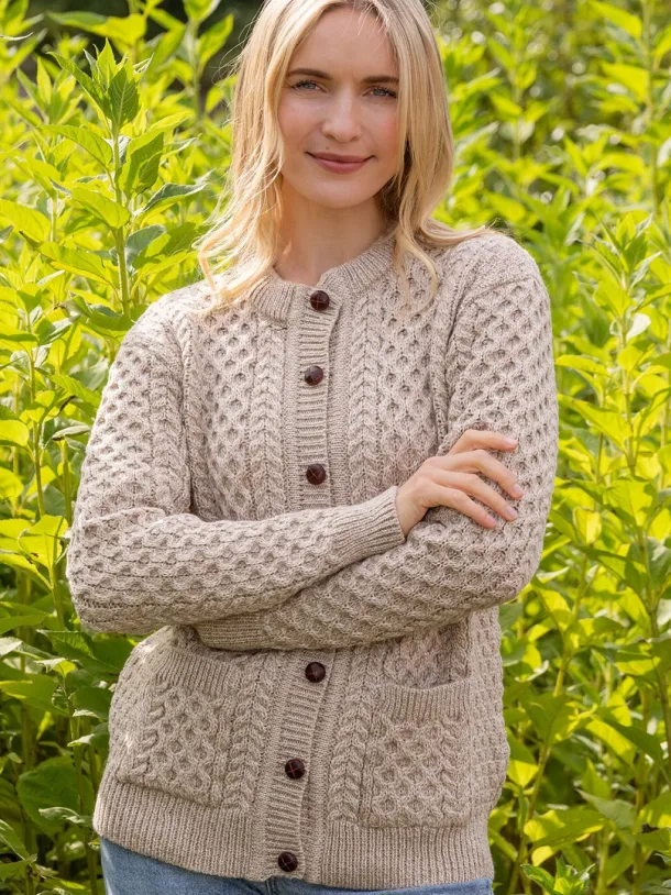 Ladies Cable Knit Cardigan Parsnip