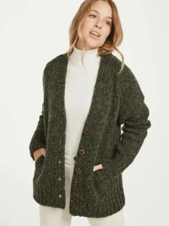 Ladies Donegal Cardigan Army