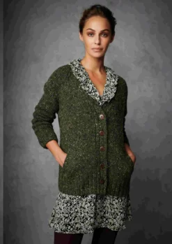 Ladies Donegal Cardigan Army