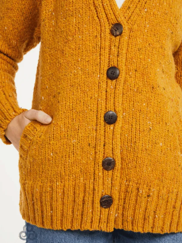 Ladies Donegal Cardigan Yellow