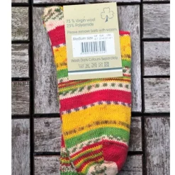Ladies Fair Isle Socks Yellow/Red