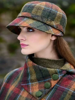Ladies Flapper Cap Brown Yellow Red 321