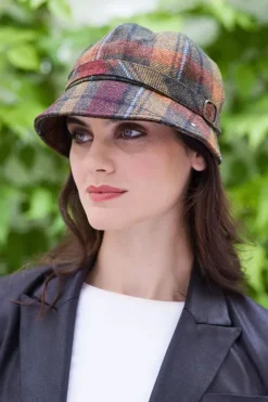 Ladies Flapper Cap Brown Yellow Red 321