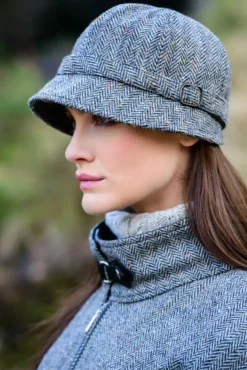 Ladies Flapper Cap Grey Fleck Col: 1