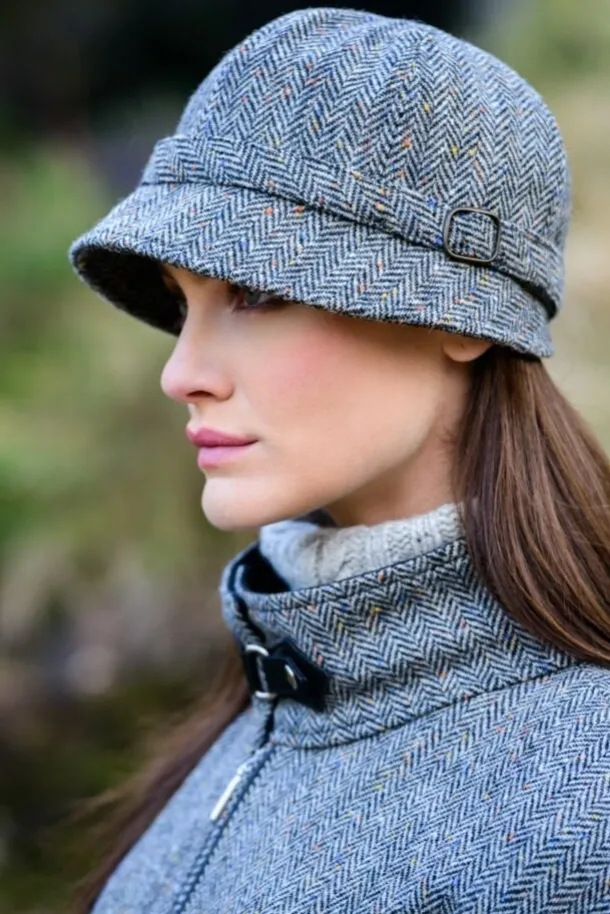 Ladies Flapper Cap Grey Fleck Col: 1