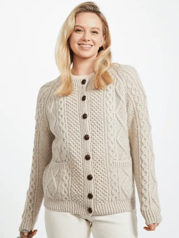 Ladies Handknit Cardigan Parsnip