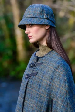 Ladies Irish Flapper Cap Green Brown Check Col: 782