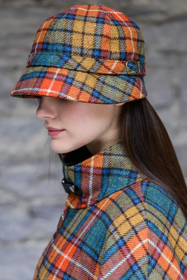 Ladies Irish Flapper Cap Orange Check Col: 60