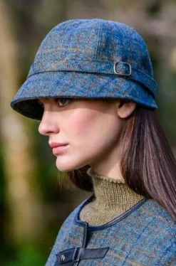 Ladies Irish Flapper Cap Green Brown Check Col: 782
