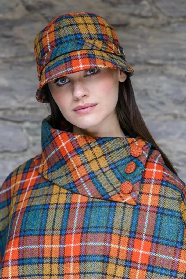 Ladies Irish Flapper Cap Orange Check Col: 60