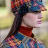 LADIES IRISH NEWSBOY CAP ORANGE CHECK Col: 60