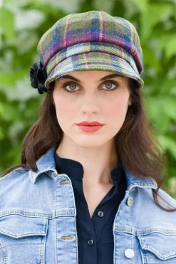LADIES IRISH NEWSBOY CAP PURPLE CHECK