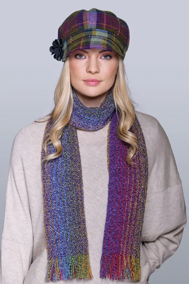 LADIES IRISH NEWSBOY CAP PURPLE CHECK