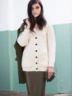 Ladies Long Aran boyfriend cardigan