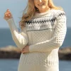 Ladies Merino Wool Fitted Fairisle Sweater Natural