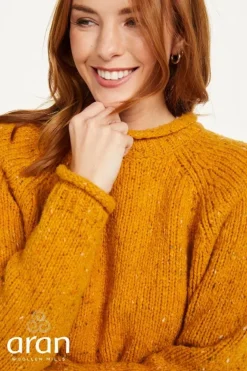 Ladies Roll Neck Raglan Crew Yellow