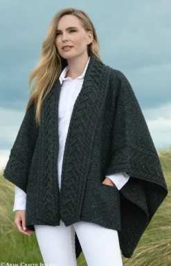 Ladies Tweed Cape Charcoal