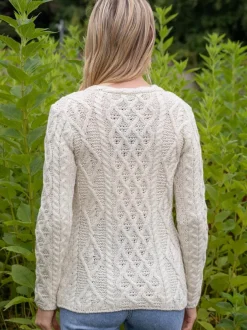 Lambay Lattice Cable Aran Sweater Natural