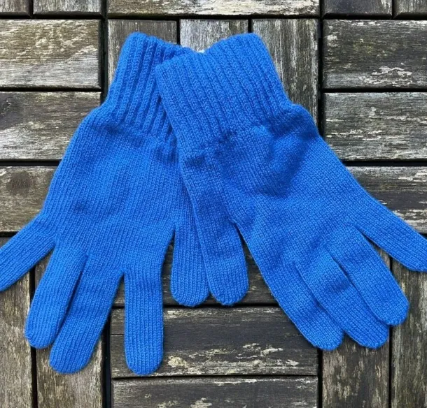 100% Lambswool Gloves Dark Blue - Ladies