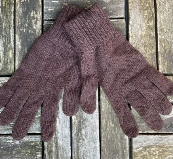 100% Lambswool Gloves Dark Brown