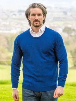 100% Lambswool Lightweight Crew Neck Ensign Blue